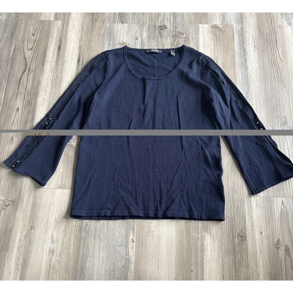 Vintage Esprit Long Sleeved Blue Viscose Top With Button Sleeve Detail Small - Picture 5 of 12
